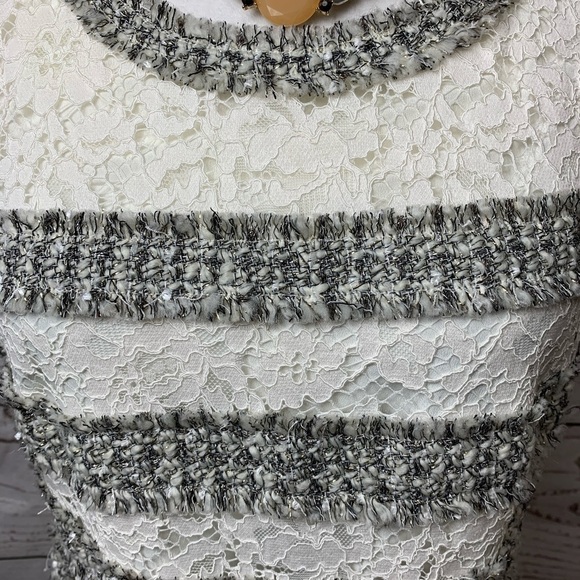 NWOT J. Crew Tweed & Lace Fringe Top - Picture 3 of 7